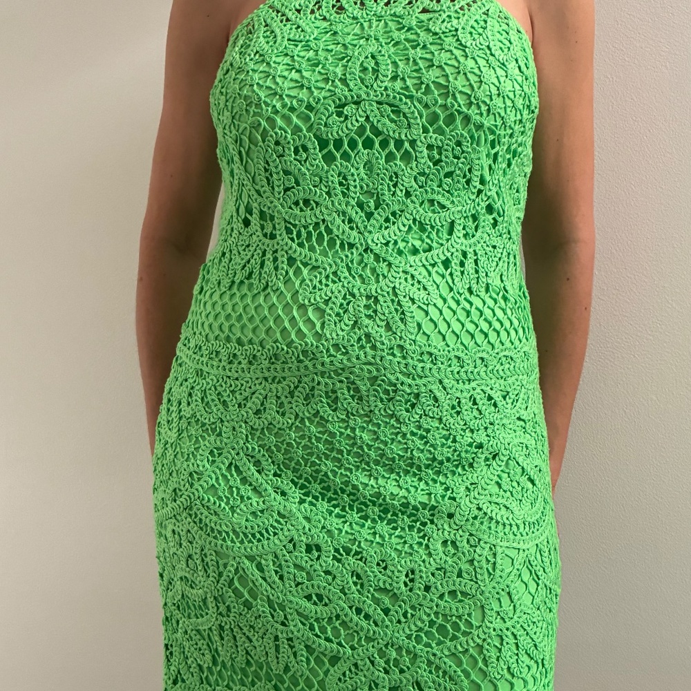 Lilly Pulitzer Lime Green Summer Party Dress: Size M - Picture 5 of 11